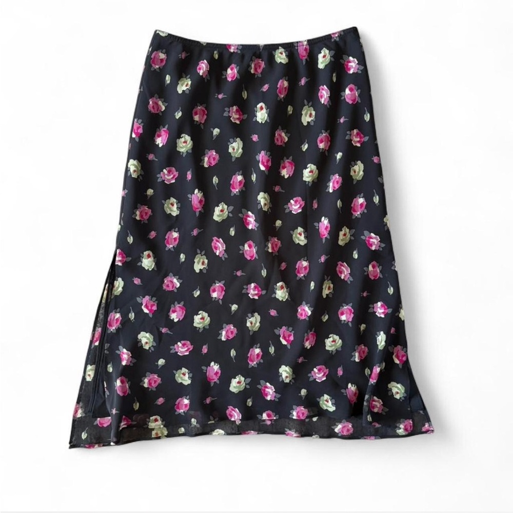Express Floral Midi Skirt Flowy Elastic Waist Size Medium Fairycore Cottagecore